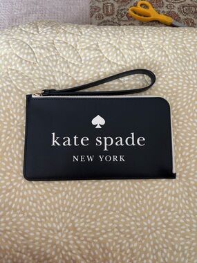 kate spade Black and White Logo Zip Wristlet